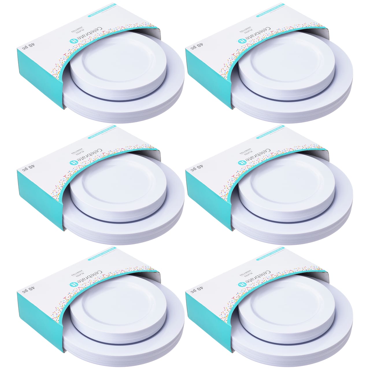 6 Packs: 40 ct. (240 total) Plastic Dinner & Lunch Plate Set by Celebrate It™